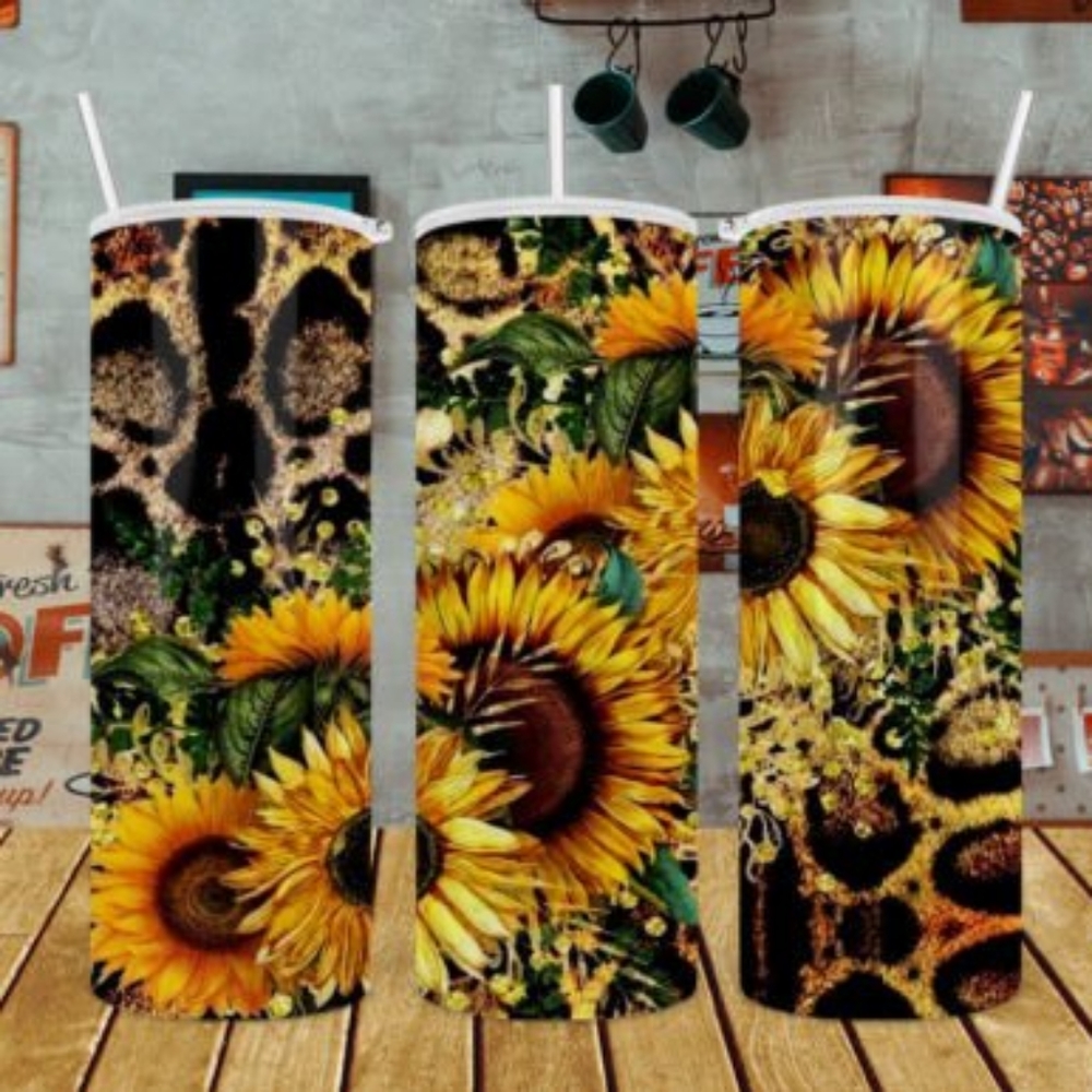 Cheetah Sunflower 20oz Tumbler